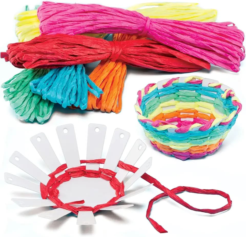 Baker Ross EF656 Korbwebeprojekt, ideal für Kinder, Kunst und Bastelprojekte, kleine Geschenke, Andenken und mehr (4 Stück), sortiert, 10 cm