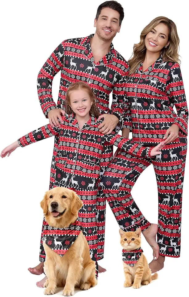 Marvmys Family Christmas Pajamas Matching Set Long Sleeve Button Down Pjs Xmas Holiday Sleepwear