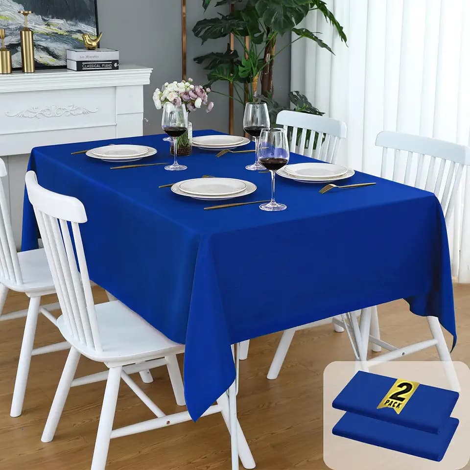 FOLINS&HOME 2 Pack Royal Blue Rectangle Tablecloth, Waterproof Table Cloth