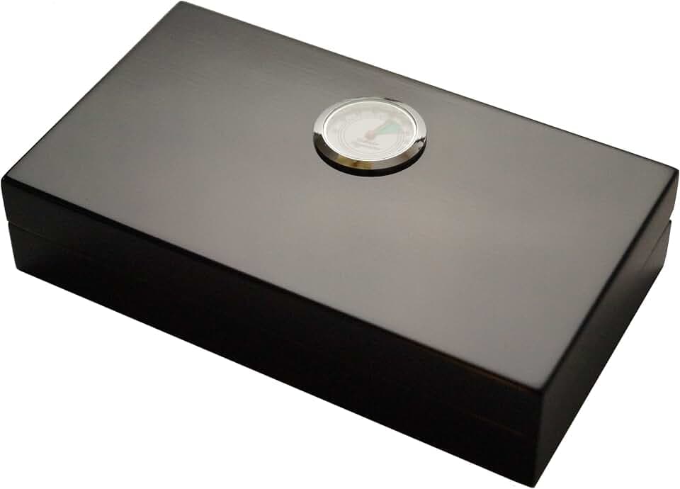 GERMANUS Mini Humidor schwarz mit Zedernholz inkl Humidor Brevier