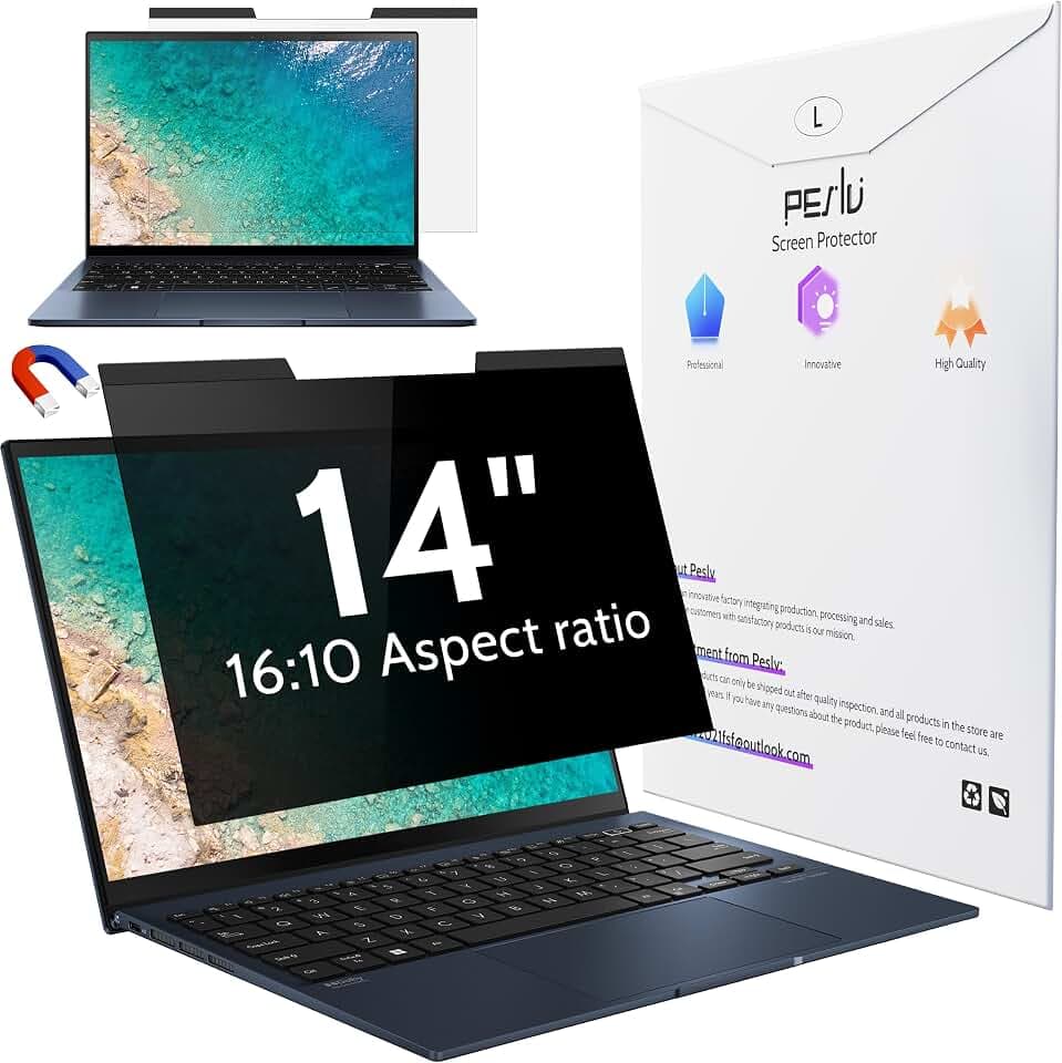 Peslv Magnetic Laptop Privacy Screen 14 Inch 16:10 Aspect Ratio