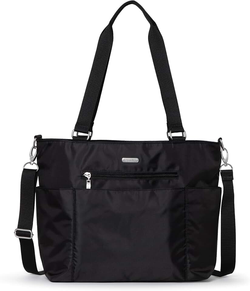 Baggallini Essential Laptop Tote - Work Tote Bag with Laptop Sleeve - Lightweight Travel Crossbody Shoulder Bag for Women