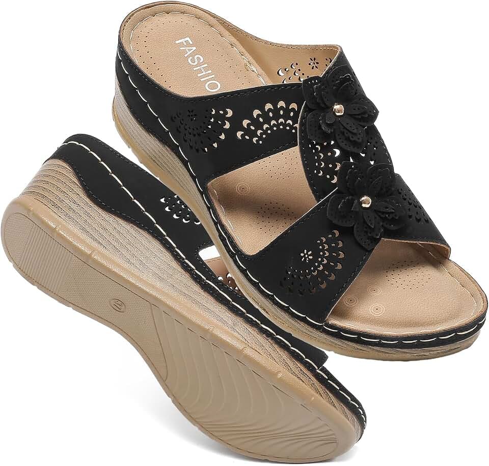 Womens Wedge Sandals, Platform Sandal Dressy Summer Slides Comfortable Walking Shoes, Soft Casual Orthopedic Sandals Shoes for Women