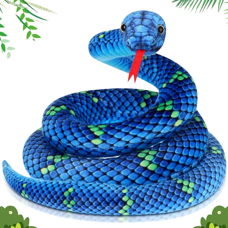 Hiboom Giant Snake Plush 71 Inch Lifelike Stuffed Boa Toy (Teal)