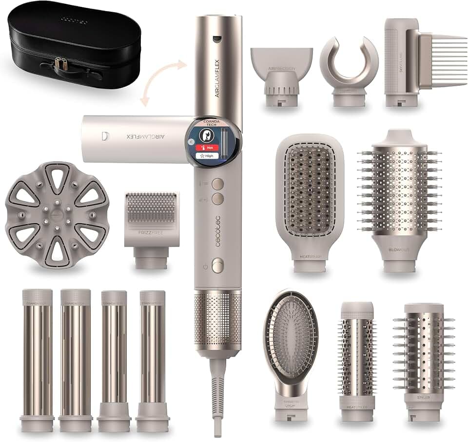Cecotec Warmluftbürste AirGlisse 14in1 Flex Champagne, 1400W