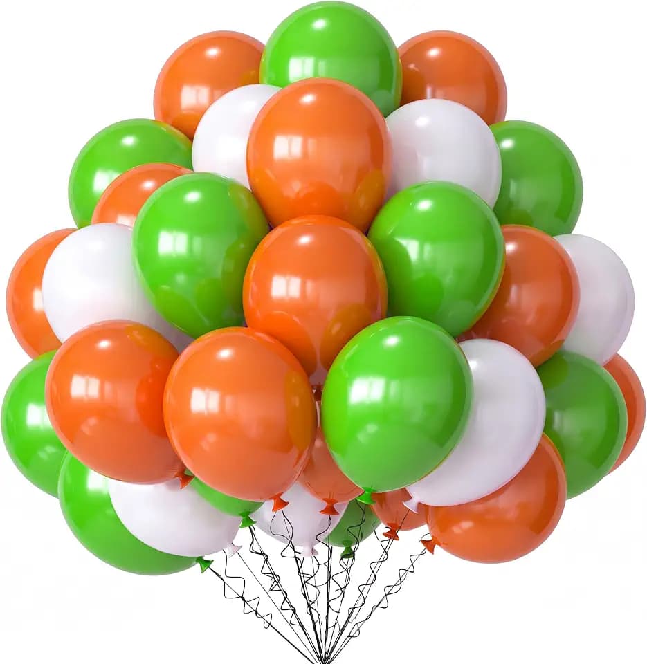 Tecunite 100 Pcs White Orange Green Balloons, 13 Inch
