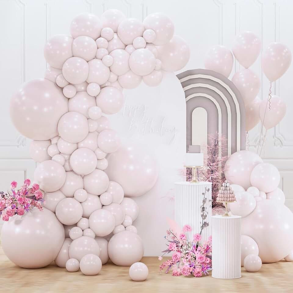 PartyWoo Beige Balloons 152pcs Different Sizes of 18 12 10 5 Inch Boho Cream Ivory Neutral Balloon Arch Kit Garland for Wedding Graduation Engagement Baby Shower Birthday Party Decorations White-F60