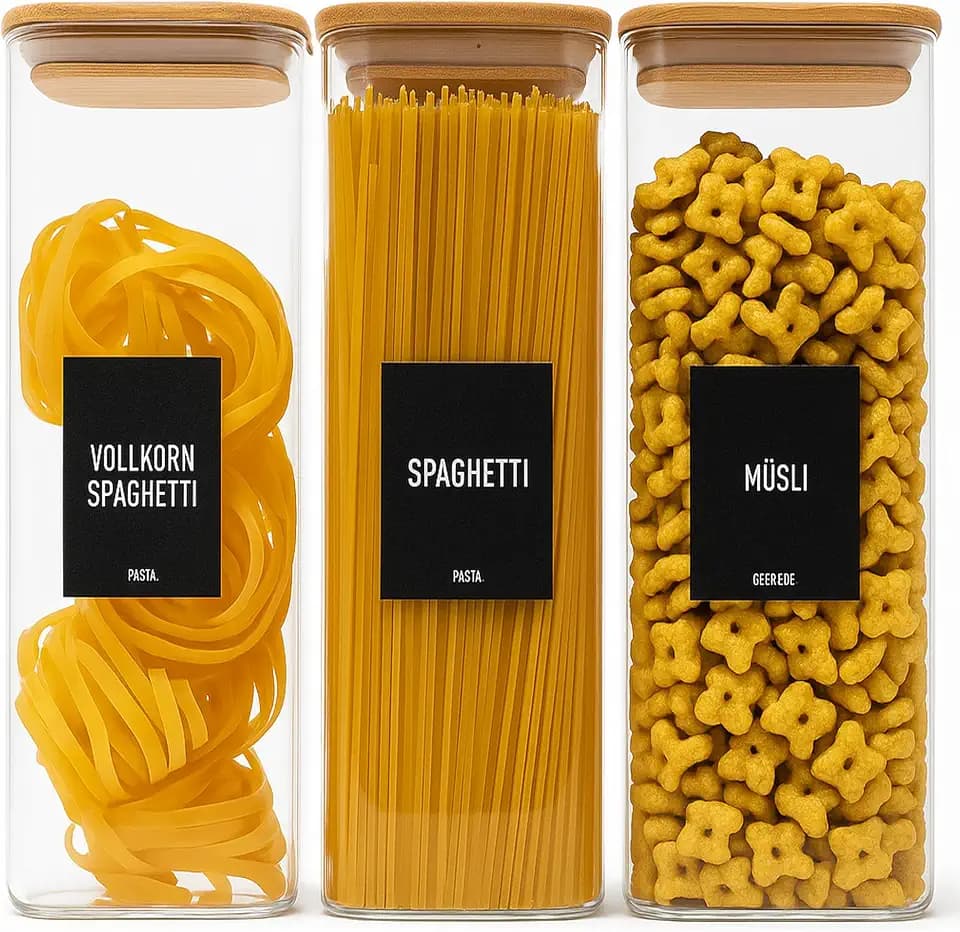 Deco haus Vorratsgläser Glasbehälter mit Deckel für Spaghetti 3x 2300ml