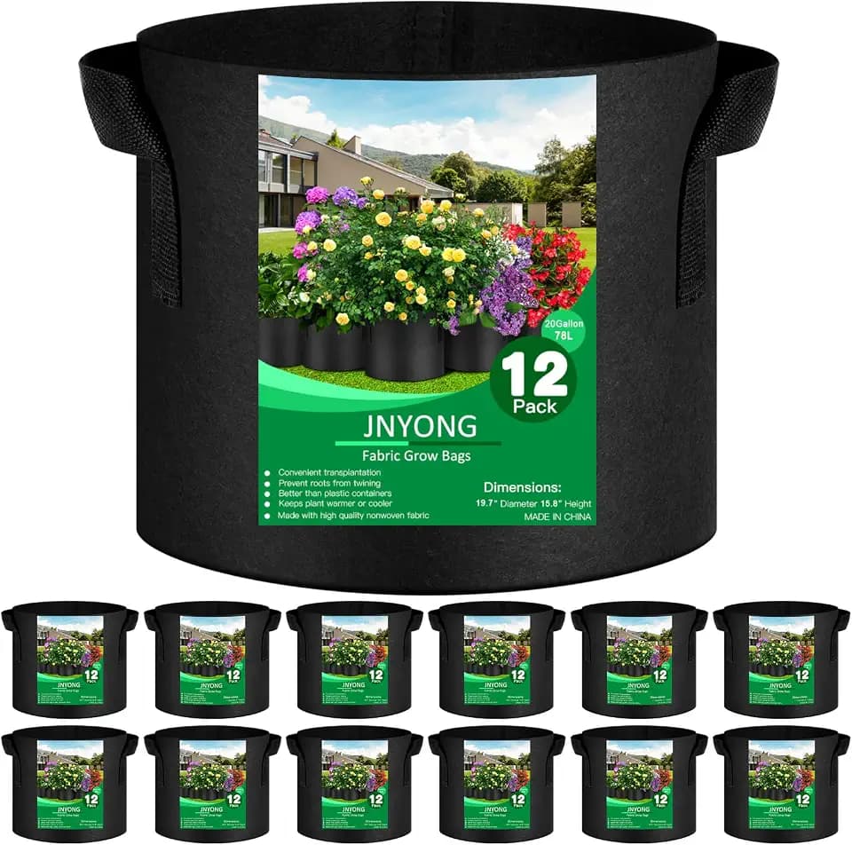 JNYONG NYONG 12-Pack 20 Gallon Thickened Non-Woven Grow Bags