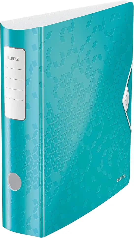 Leitz Qualitäts-Ordner 180° Active WOW, A4, breit, abgerundeter Rücken, 8,2 cm breit, Gummibandverschluss, leichtes Polyfoam, Plastik-Ordner, WOW Serie, Eisblau, 11060051