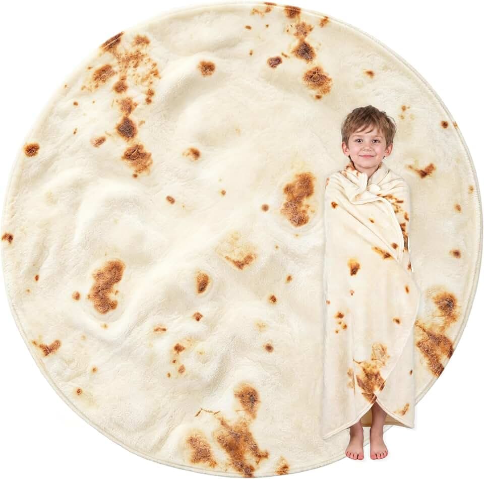 LetsFunny Burrito Tortilla Throw Blanket, Funny Realistic Food Blanket,47in