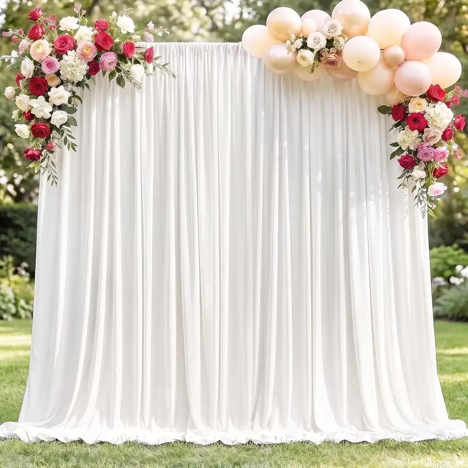 20x10FT Ivory Backdrop Curtains for Wedding Parties, Ultra Drapey & Silky Drapes for Backdrop Skin-Friendly & Soft Background Curtains for Birthday, Photography Decoration (4 Panels, 5x10FT)