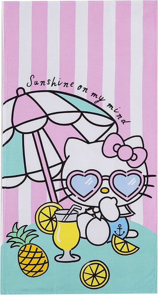 Northwest Hello Kitty Beach Towel, 30" x 60", Umbrella Drink