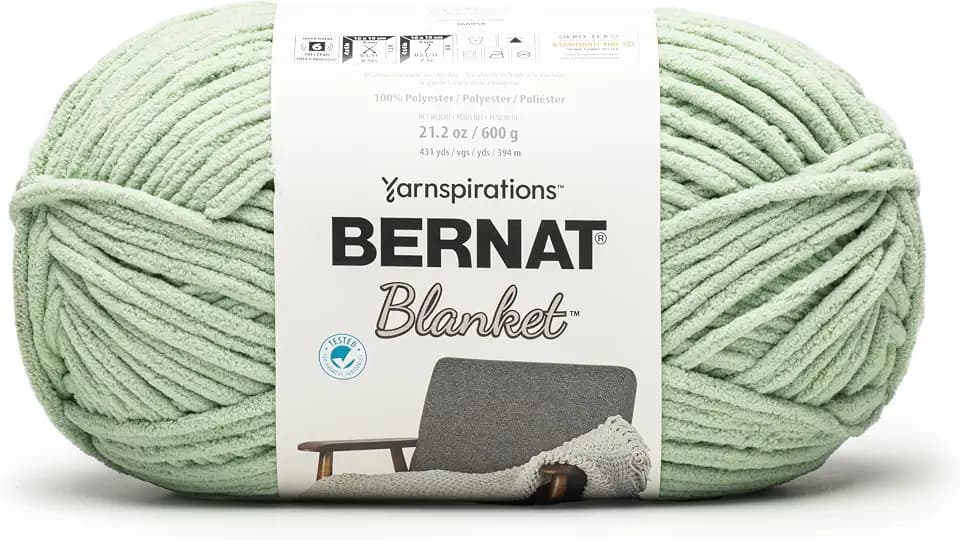 Bernat Blanket Yarn Super Bulky Chenille Yarn, Spring Grass, 1-Pack