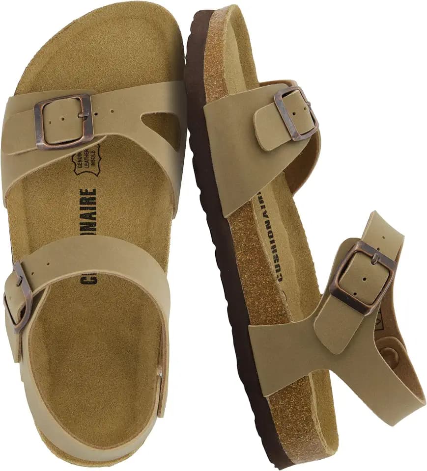 CUSHIONAIRE Lauri Cork Footbed Sandals for Women with Ankle Backstrap