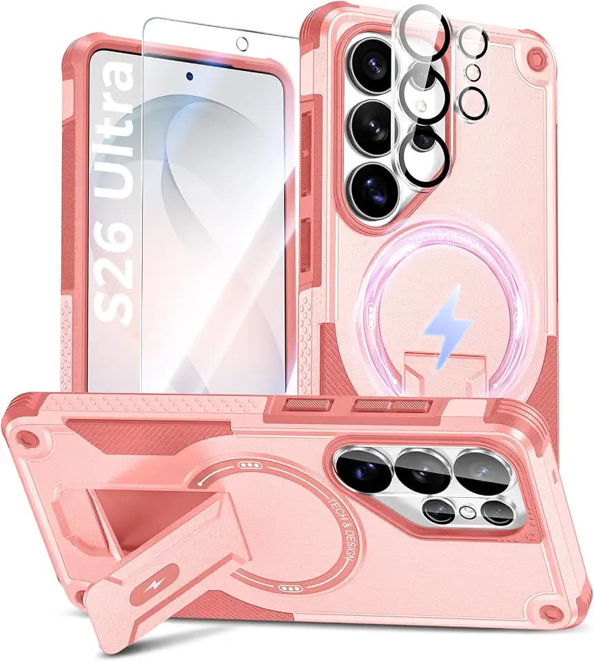Goton for Samsung Galaxy S26 Ultra Case with Screen Protector Pink