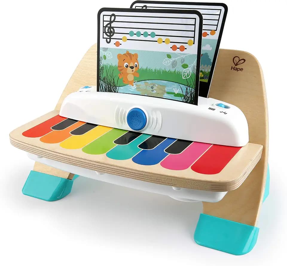 Baby Einstein, Hape, Holzspielzeug Magic Touch Piano , Musikspielzeug Klavier aus Holz für Kinder, Musikinstrumente mit 3 Notenblättern und 6 Liedern, Aktivität und Sensorisches Spielzeug, 6 Monaten+