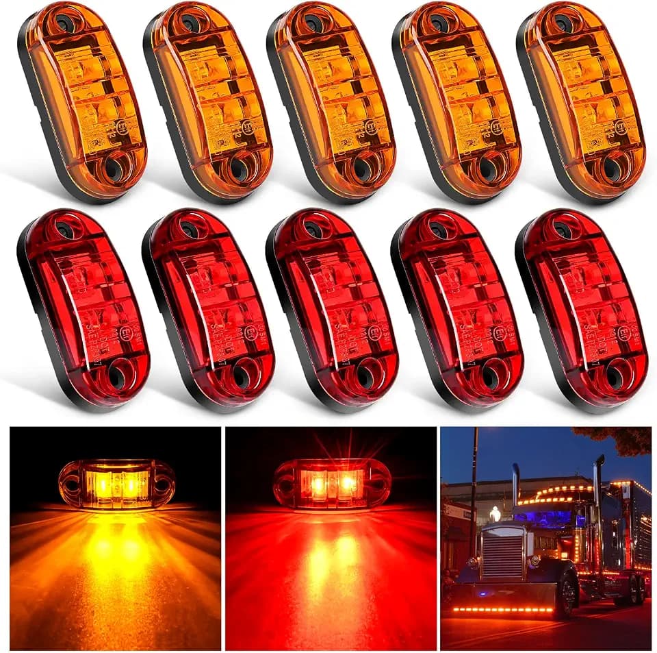 Nilight 2.5" Oval Side Marker Light 10PCS 2 Diode LED Surface Mounted