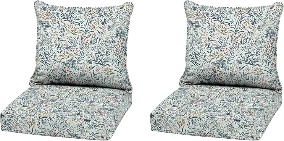 Arden Outdoor Deep Seat Cushion Set, 2-Pack, 22x24, Pistachio Botanical