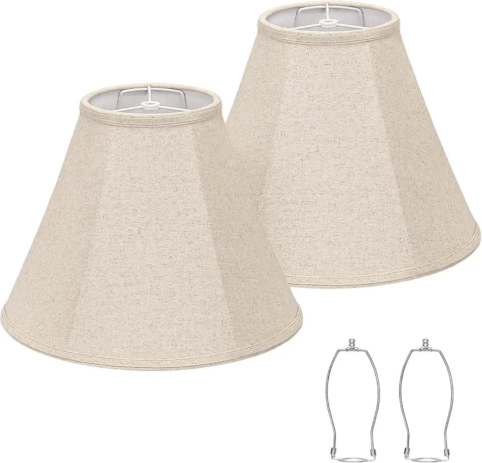 Bell Lamp Shades Set of 2, 6"Top x 13"Bottom x 10"High, Beige Lamp Shade