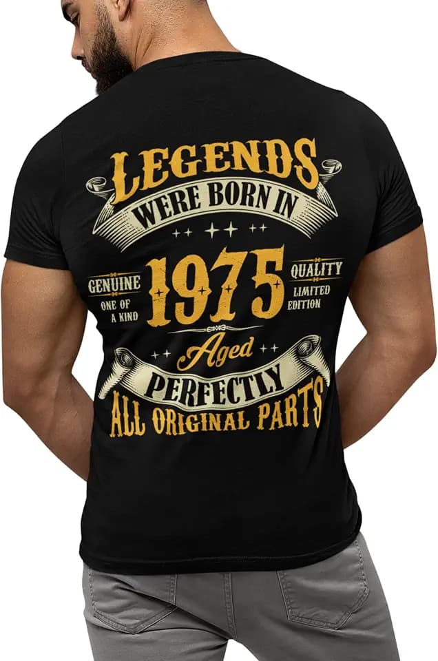 Birthday Shirt for Men, Legends were Born in 1945, 80 Years Old Mens Vintage T Shirts Left Chest & Full Back Print