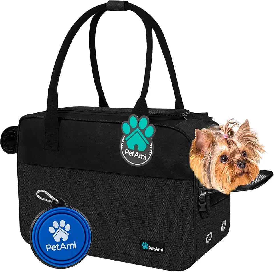 PetAmi Small Dog Purse Carrier with Pockets, Airline Approved, Black