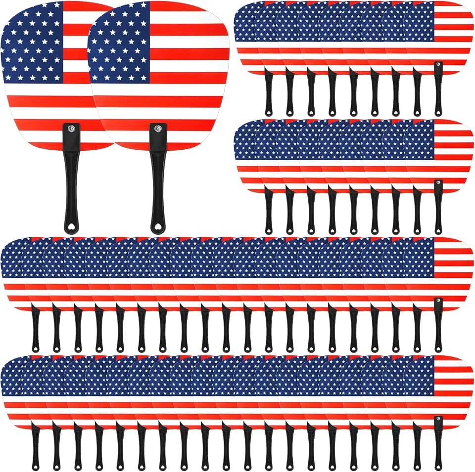 Geetery 36 Pcs Independence Day Handheld Fans July 4th Patriotic Summer Plastic Round Handheld Fans Bulk for 250 Anniversary USA Fourth of July Independence Day Party Supplies
