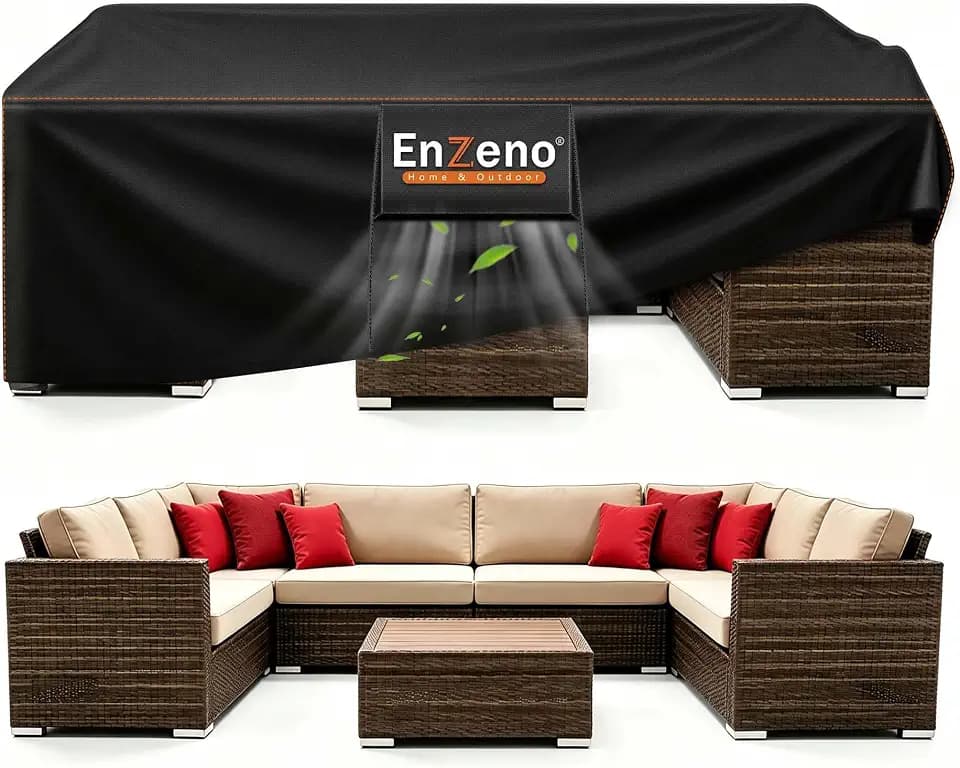 Enzeno Patio Furniture Cover Outdoor Waterproof 110" L x 82" W x 28" H