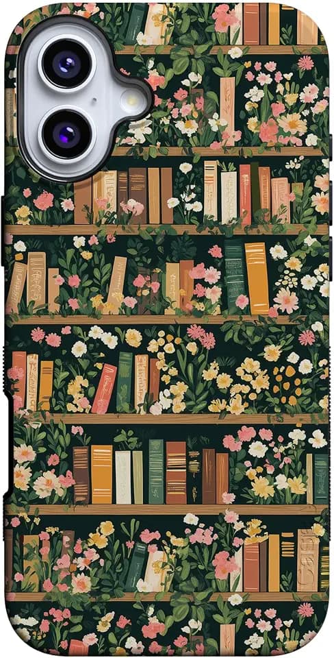 Casely iPhone 16 Plus Case | Book Nook | Floral Library | Bold Protective Design | Compatible with MagSafe