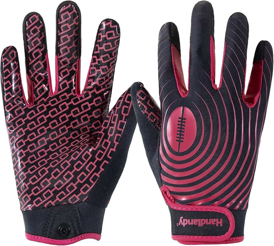 HANDLANDY Youth Football Gloves, Kids Sticky Receiver Gloves,Super Grip Football Glove Best Gift for Boys,Girls