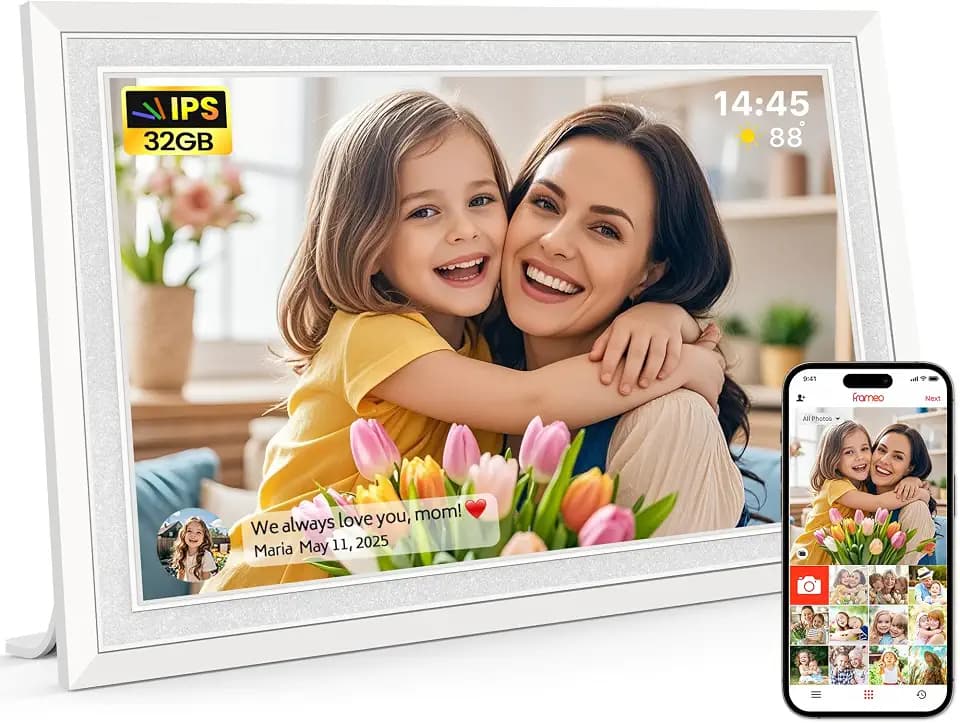 Frameo 10.1" WiFi Digital Picture Frame, Electronic Photo Frames - White