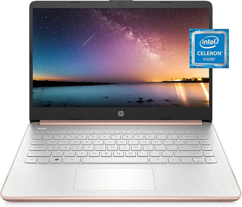 HP 14-dq0030nr 14 Laptop, Intel Celeron N4020, 4 GB RAM, 64 GB Storage, 14-inch Micro-edge HD Display, Windows 11 Home, Thin & Portable, 4K Graphics, One Year of Microsoft 365 (2021, Pale Rose Gold)