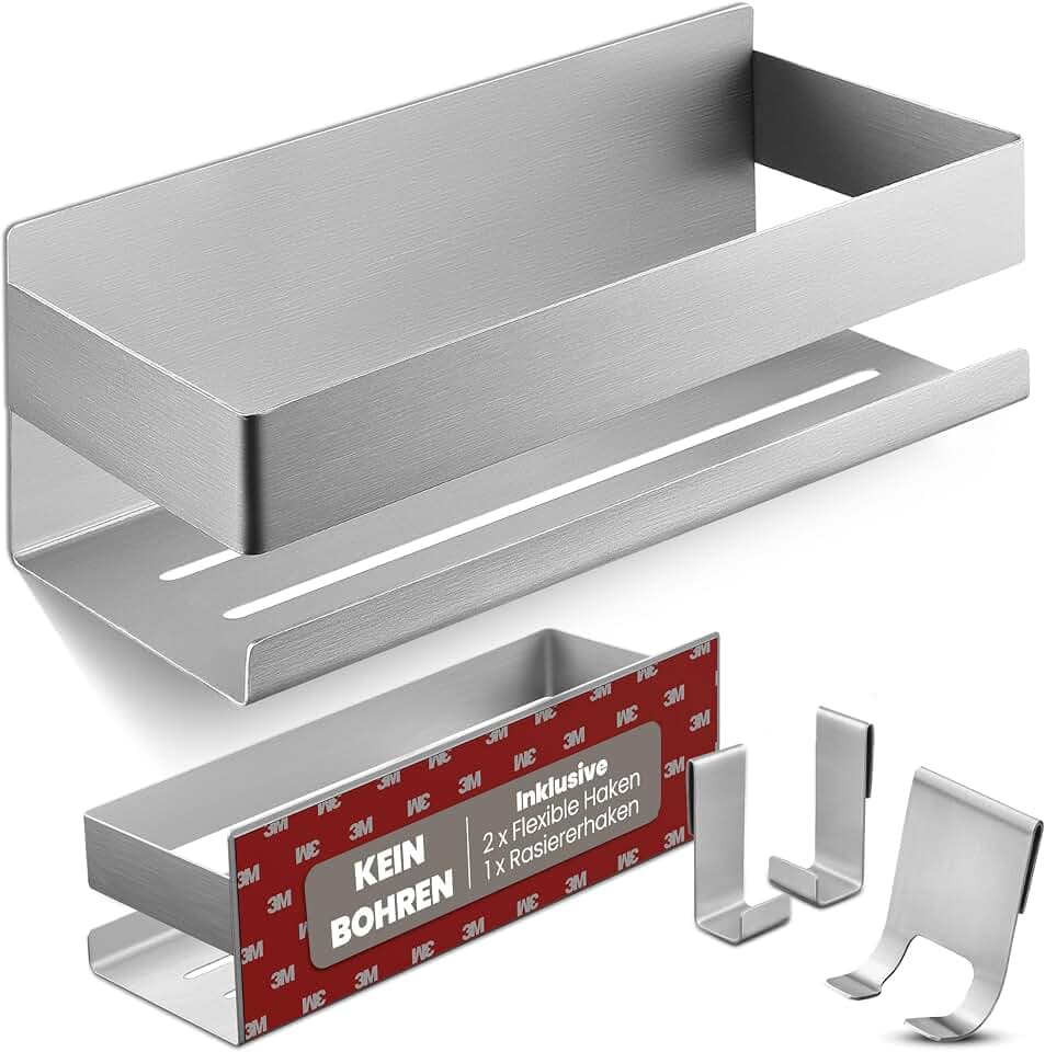 LIEBHEIM Duschablage Ohne Bohren - Badregal - Duschkorb - Bad Organizer
