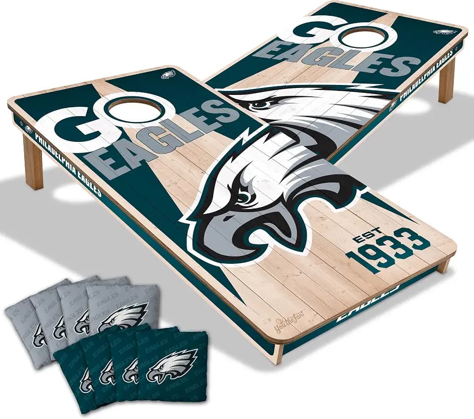 YouTheFan NFL 2’ x 4’ Professional Wood Cornhole Game with Logo Bags