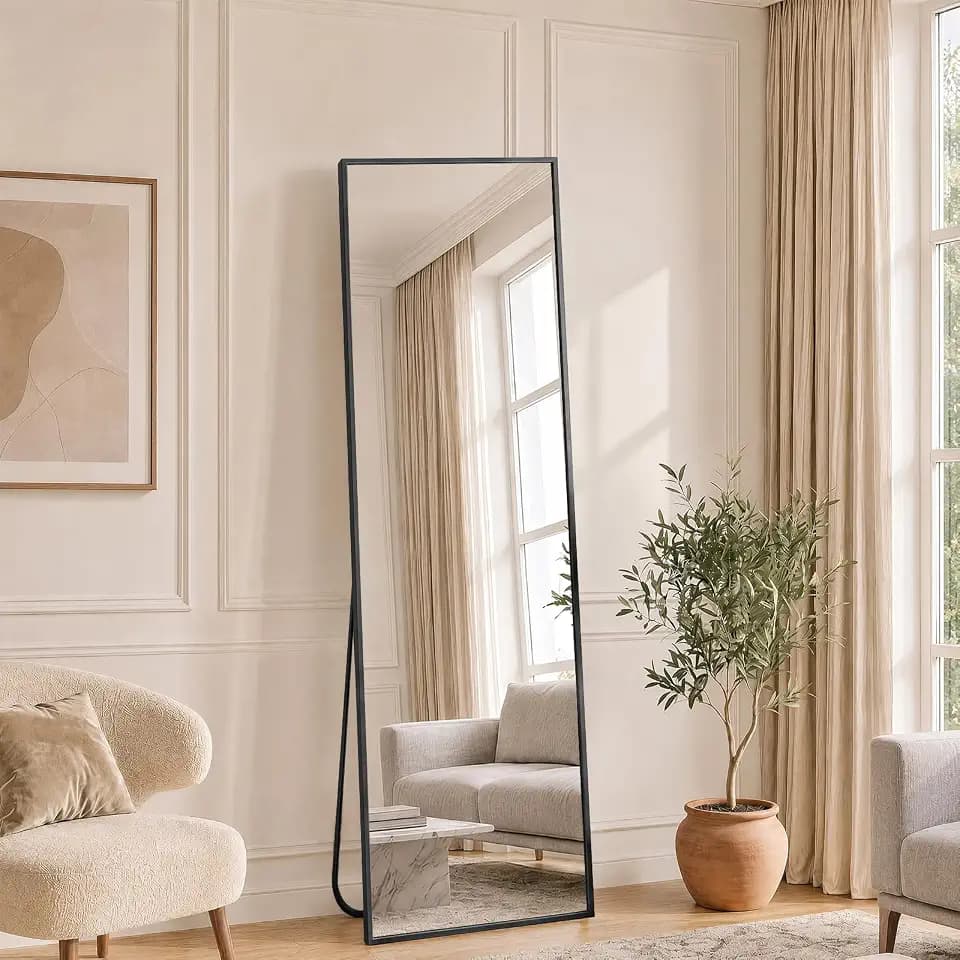 NEWBULIG 59"x16" Full Length Mirror, Full Body Floor Mirror, Black