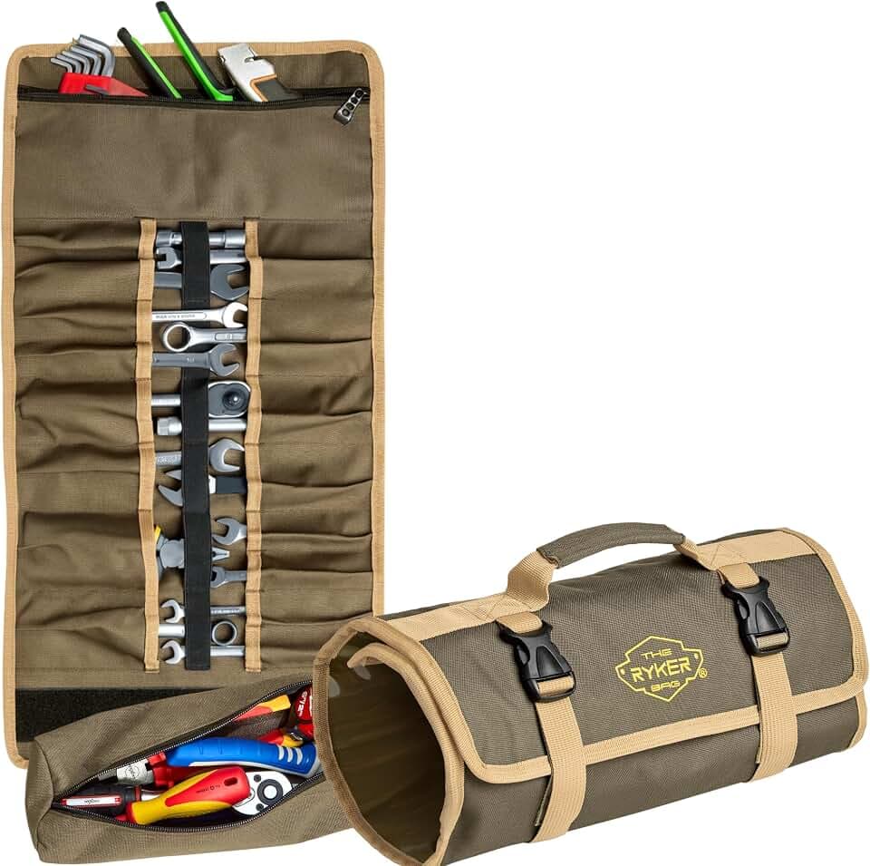 Ryker Wrench Roll Up Tool Bag Organizer. Soft Motorcycle rollup tool pouch