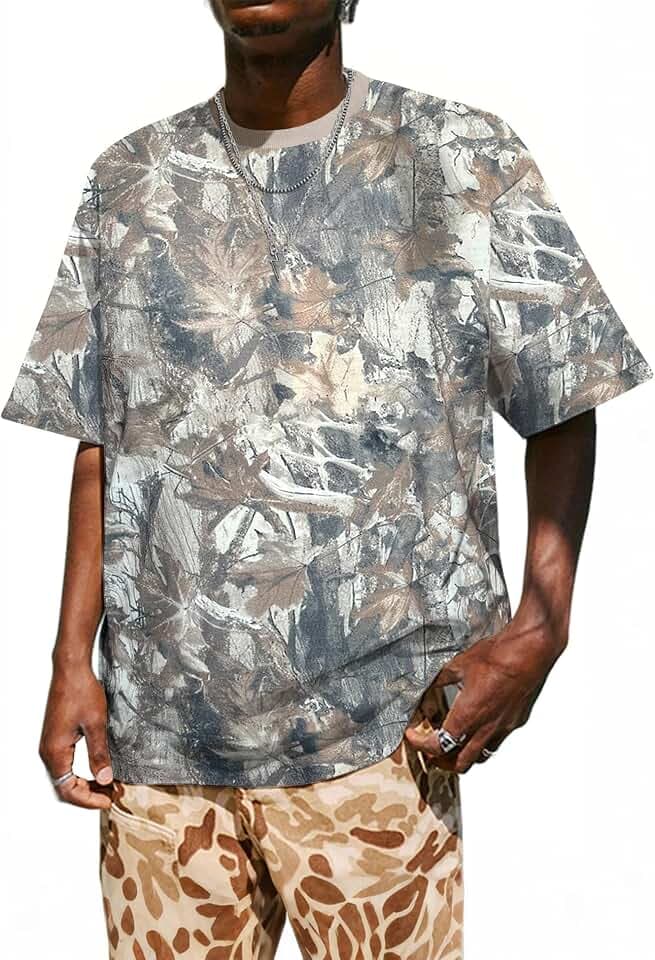UOUA Men's Graphic Tees Oversized Short Sleeve T-Shirt