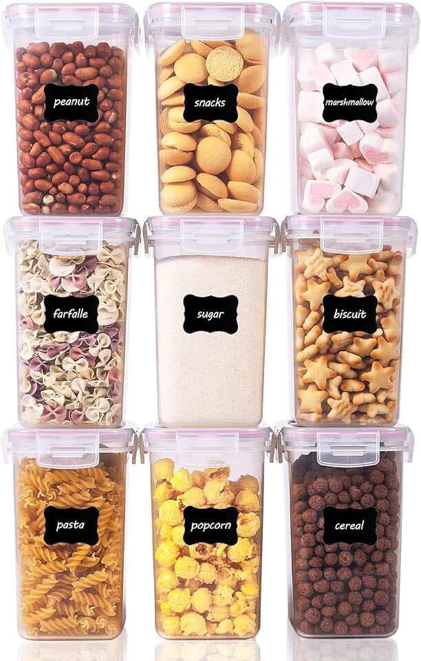 Müslibehälter zur Aufbewahrung, Kunststoff, BPA, Küche, Speisekammer, Mehlaufbewahrung, Trockenfutter, 9 Stück