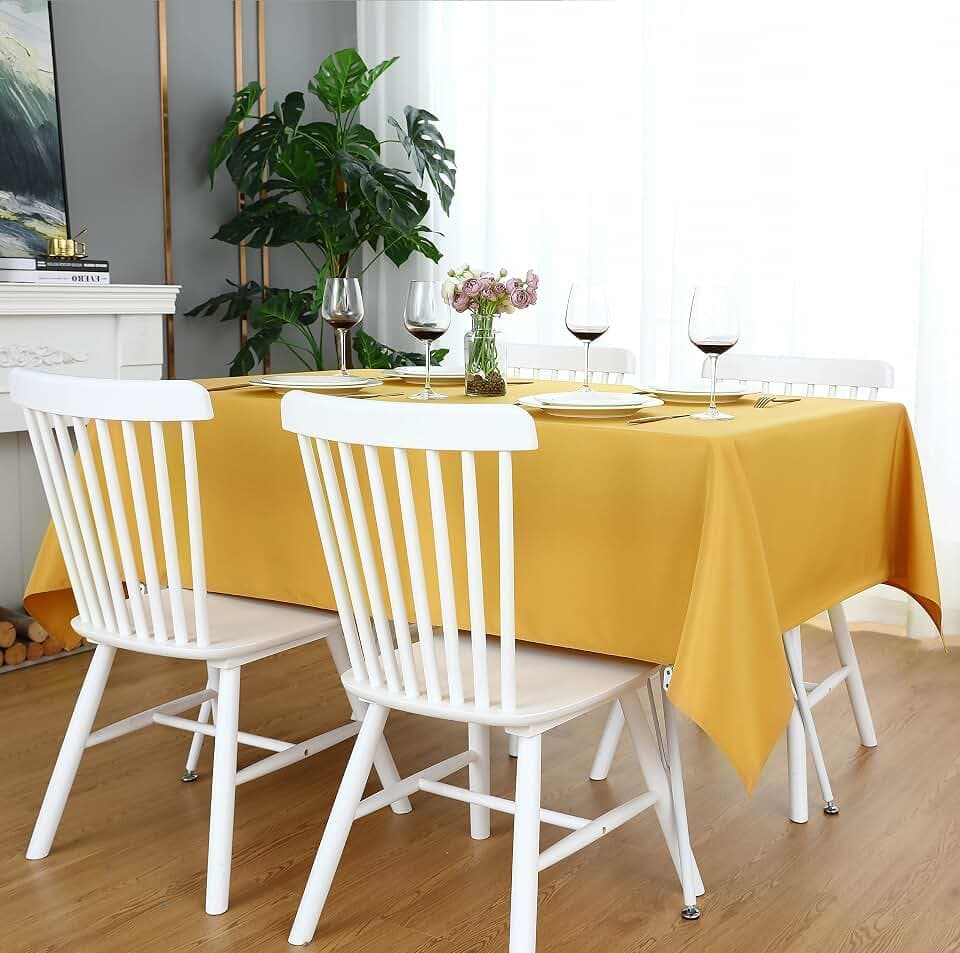 FOLINS&HOME Gold Square Tablecloth, 60 x 60 Inch Waterproof Table Cloth