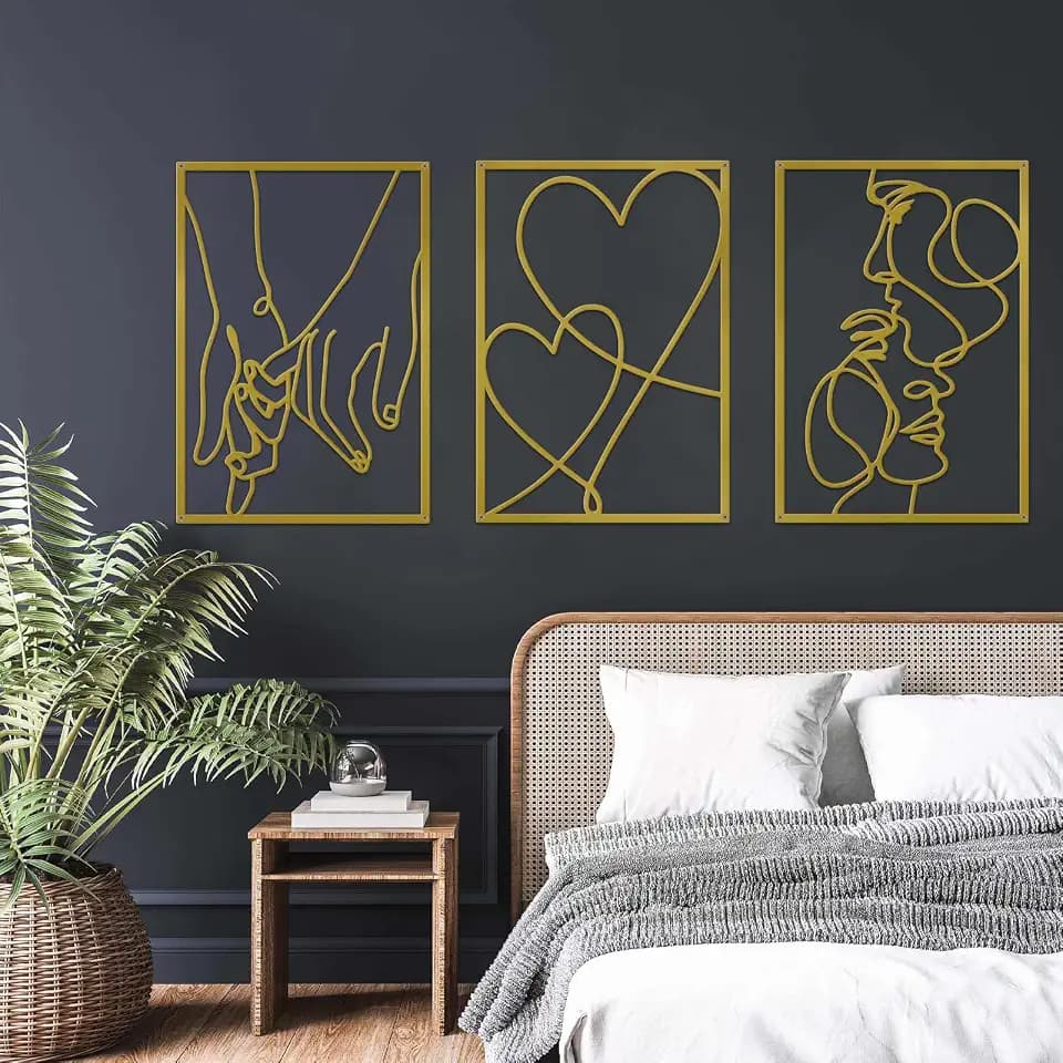 ESTART 3 Stück Minimalistische Wanddekoration aus Metall