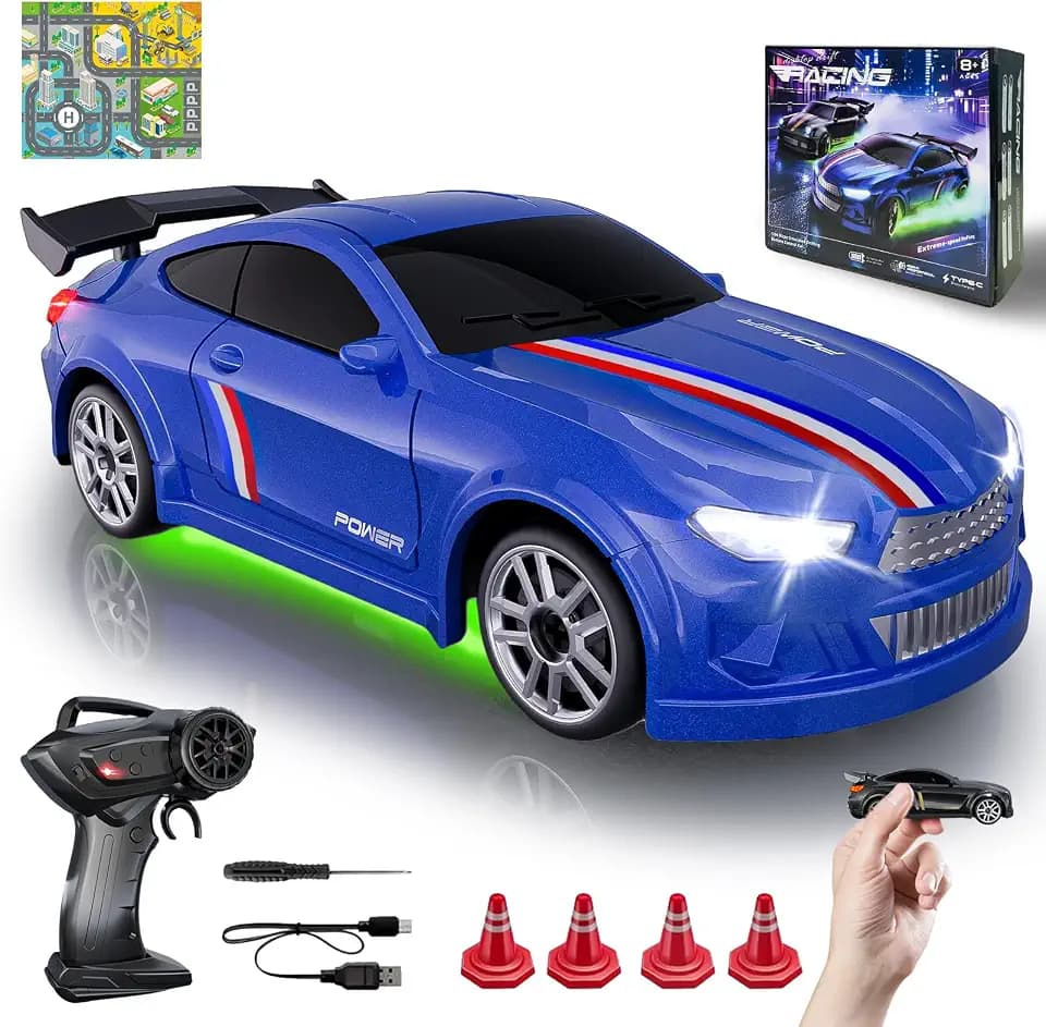 Mini RC Car 1:64 Scale, Remote Control Desktop Car for Kids & Adults