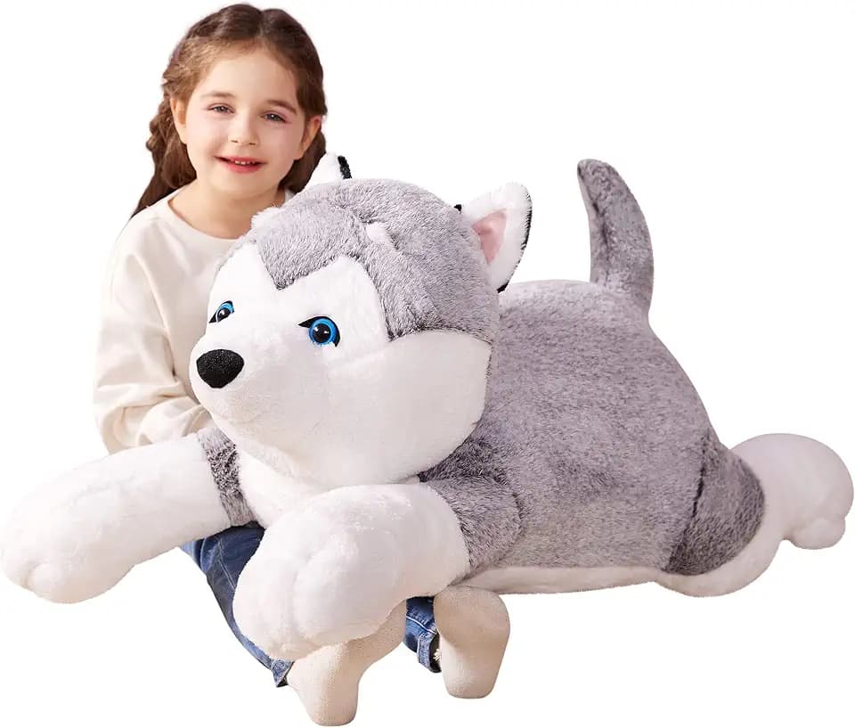 IKASA 30" Giant Husky Dog Stuffed Animal, Super Soft, Zipper-Free Plush