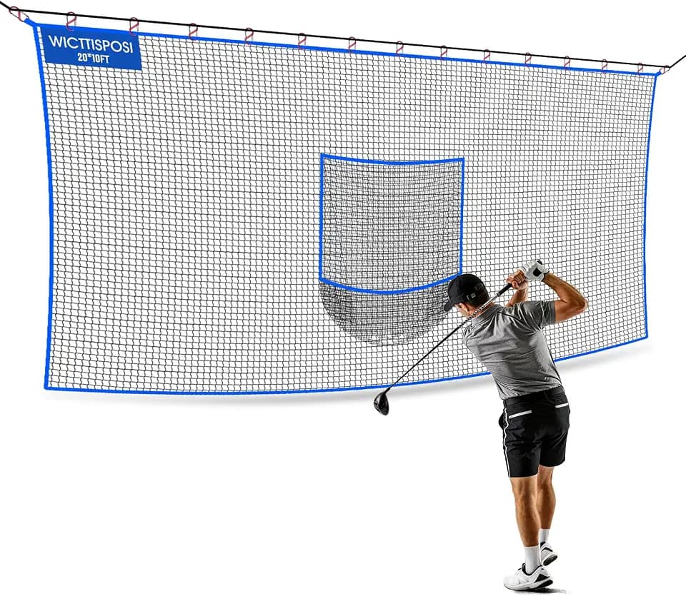 20x10FT Golf Net w/Target Pocket,Multi Sports Practice Hitting Net Barrier
