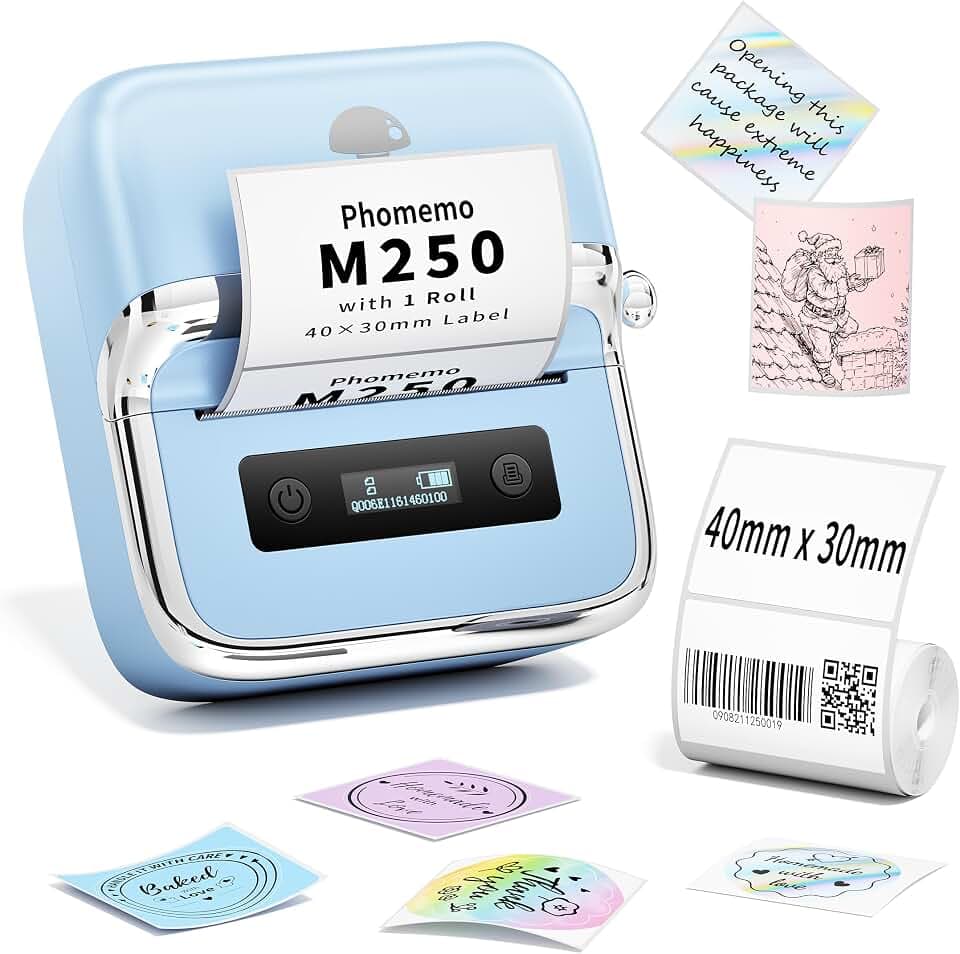 Phomemo M250 3" Label Maker, Thermal Barcode & Address Printer