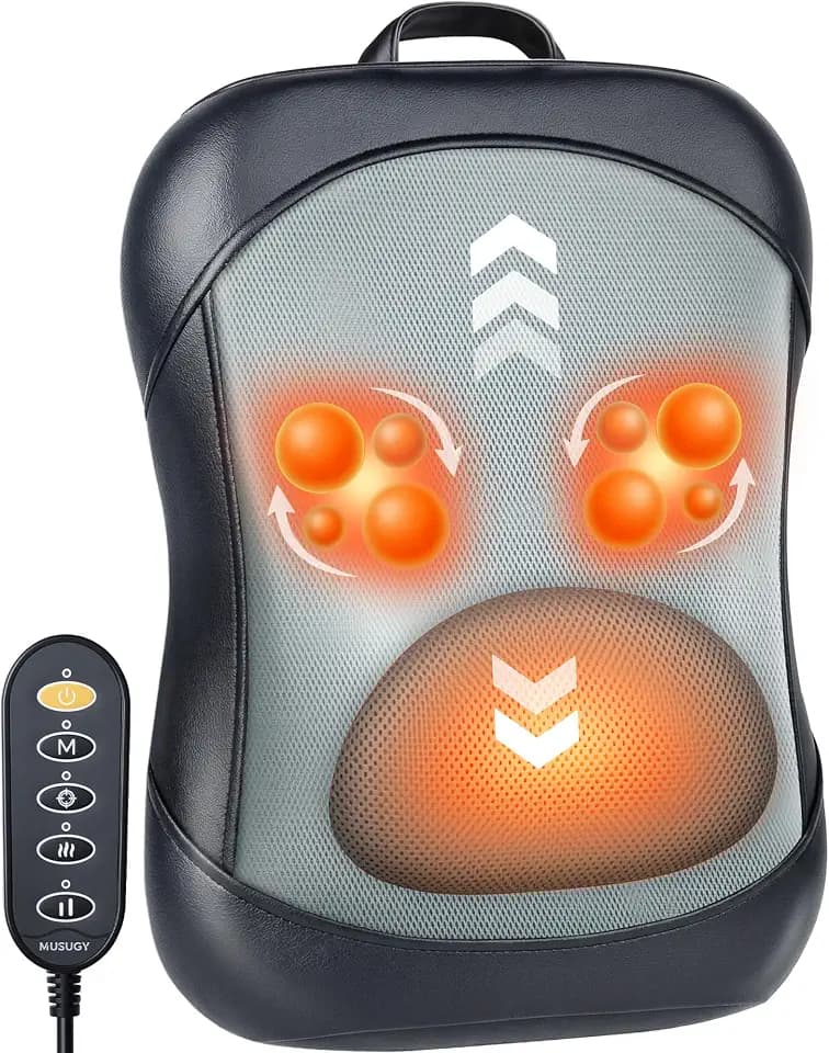Back Massager for Pain Relief Deep Tissue : Rolling Up and Down, Not Just 4 Fixed Spots, Lower Back Massager with Heat, Shiatsu Massage for Office Home Car Use