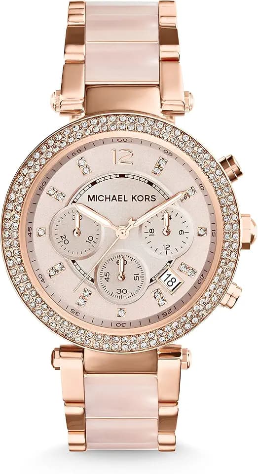 Michael Kors Parker Women's Stainless Steel and Pavé Crystal Watch with Steel, Leather, or Silicone Band