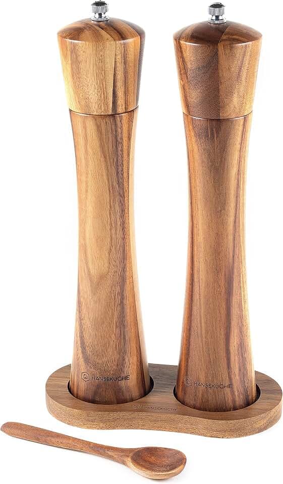 Hanseküche Salz und Pfeffermühle (25cm) – Gewürzmühle mit Keramikmahlwerk – Set bestehend aus Pfeffer und Salzmühle