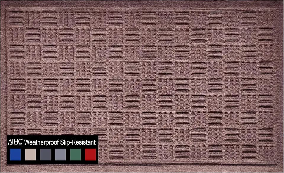A1HC Durable Multi Purpose Door Mat, Heavy Duty Doormat, Indoor Outdoor, Easy Clean, Waterproof, All Weather, Patio, Garage, High Traffic Entrance, 18x30 Inches, Criss Cross Chocolate Brown
