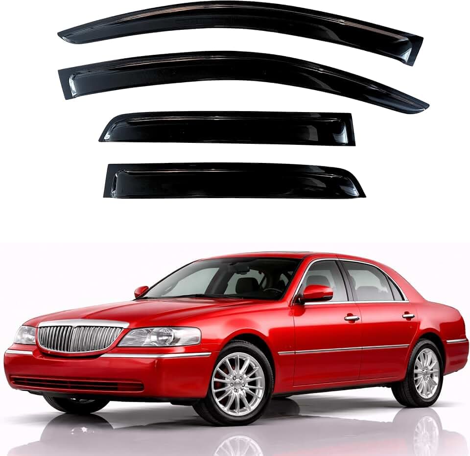 KPY Rain Guards Fit for 1998-2010 Lincoln Town Car, Out-Channel Window Visors Vent Wind Deflectors 4PC, Car Accessories for 98-10 Lincoln Town Car
