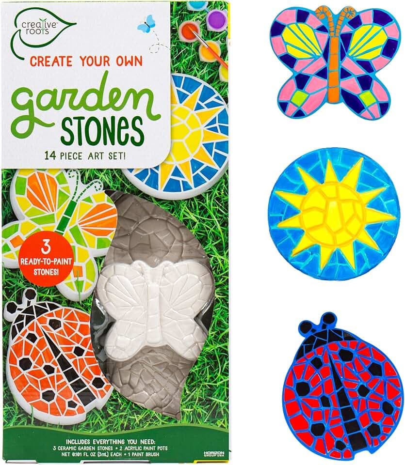 Creative Roots Paint Your Own Stepping Stones, Mini Butterfly, Ladybug, Sun